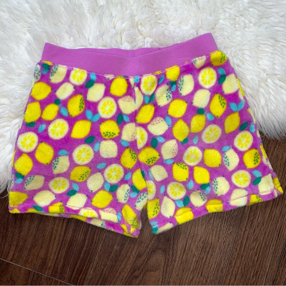 Favorite NWOT Girls 14/16 Fleece Purple Lemon 🍋 Elastic Waist Pajama Shorts